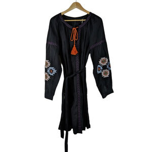 Eloquii Dress 18 Plus Size Black Orange Purple Boho Southwest Embroidered Mini